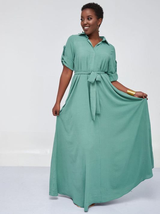 Vivo Dayo Maxi Shirt Dress - Mint Green