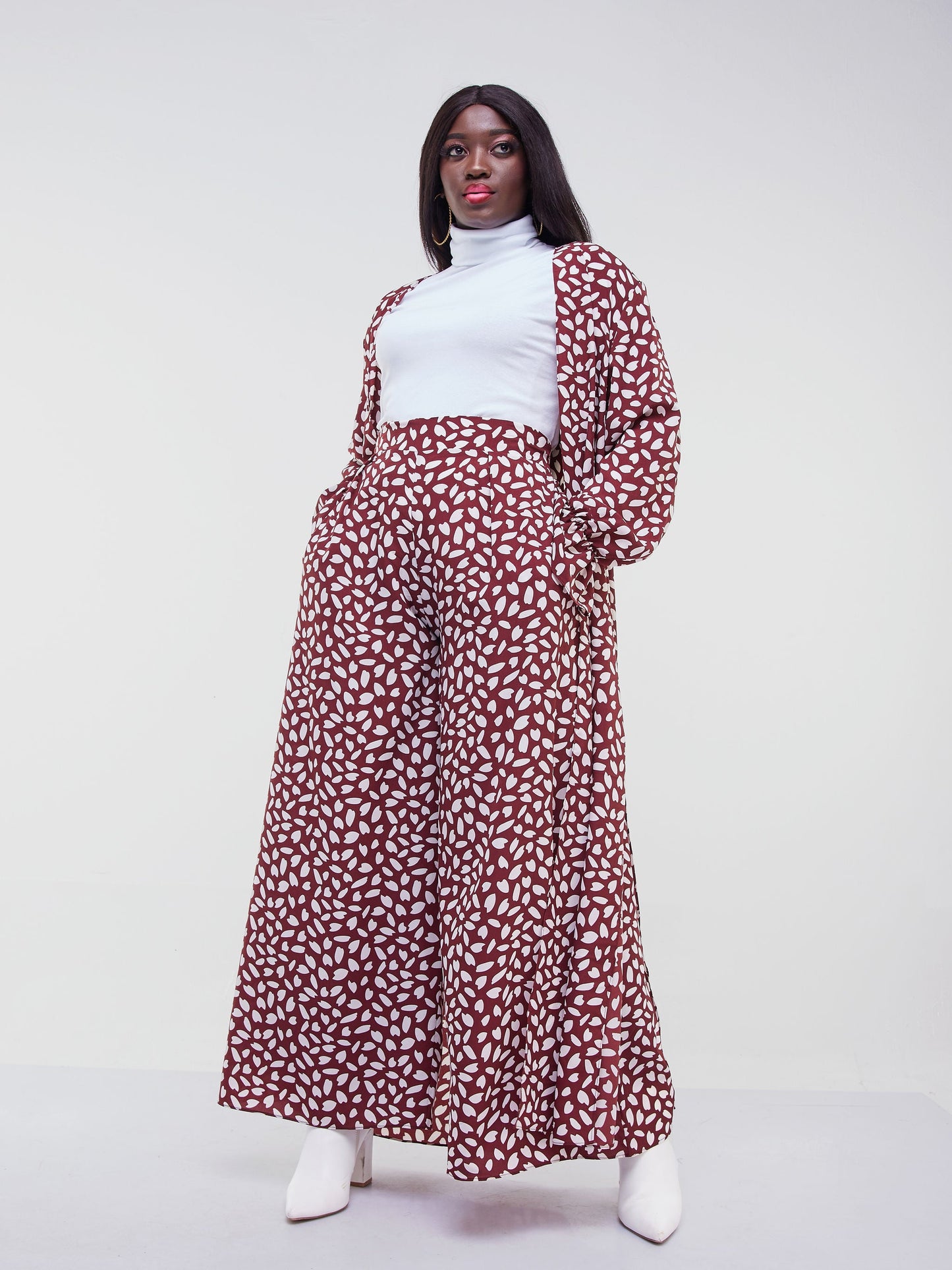 Vivo Jema Palazzo Pants - Maroon Print