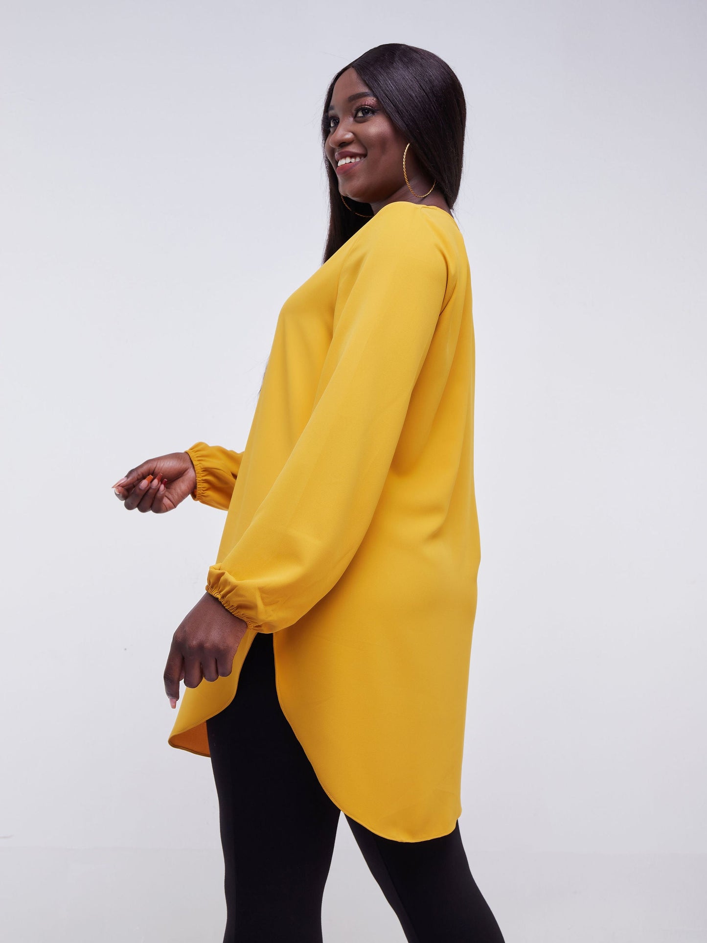Vivo Jema Scalloped Chiffon Top - Mustard