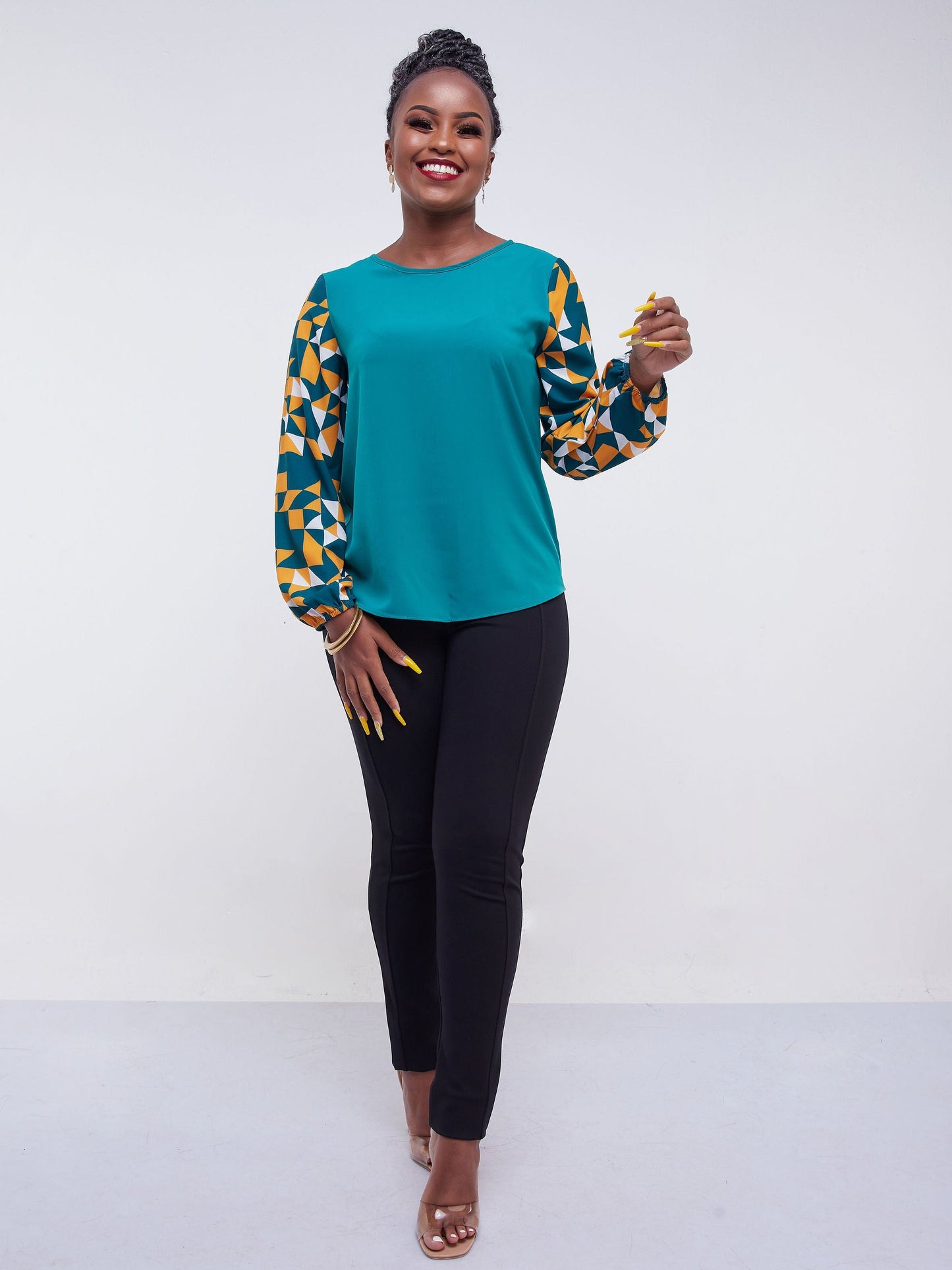 Vivo Jasiri Bishop Sleeve Top - Green