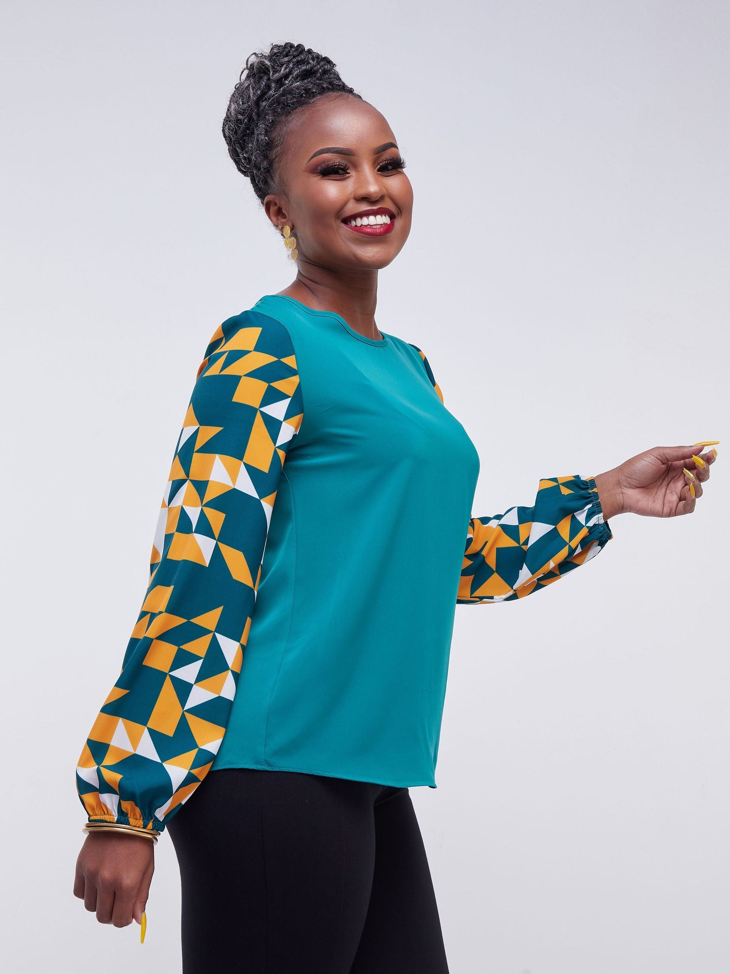 Vivo Jasiri Bishop Sleeve Top - Green