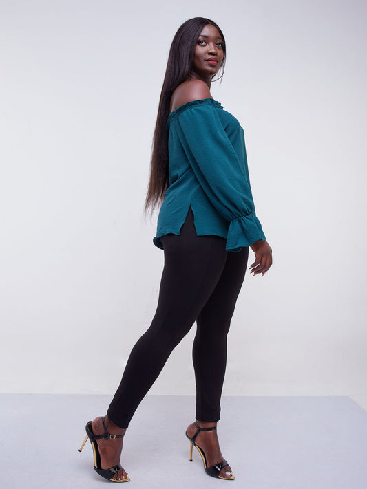 Vivo Jema Off Shoulder Top - Dark Green