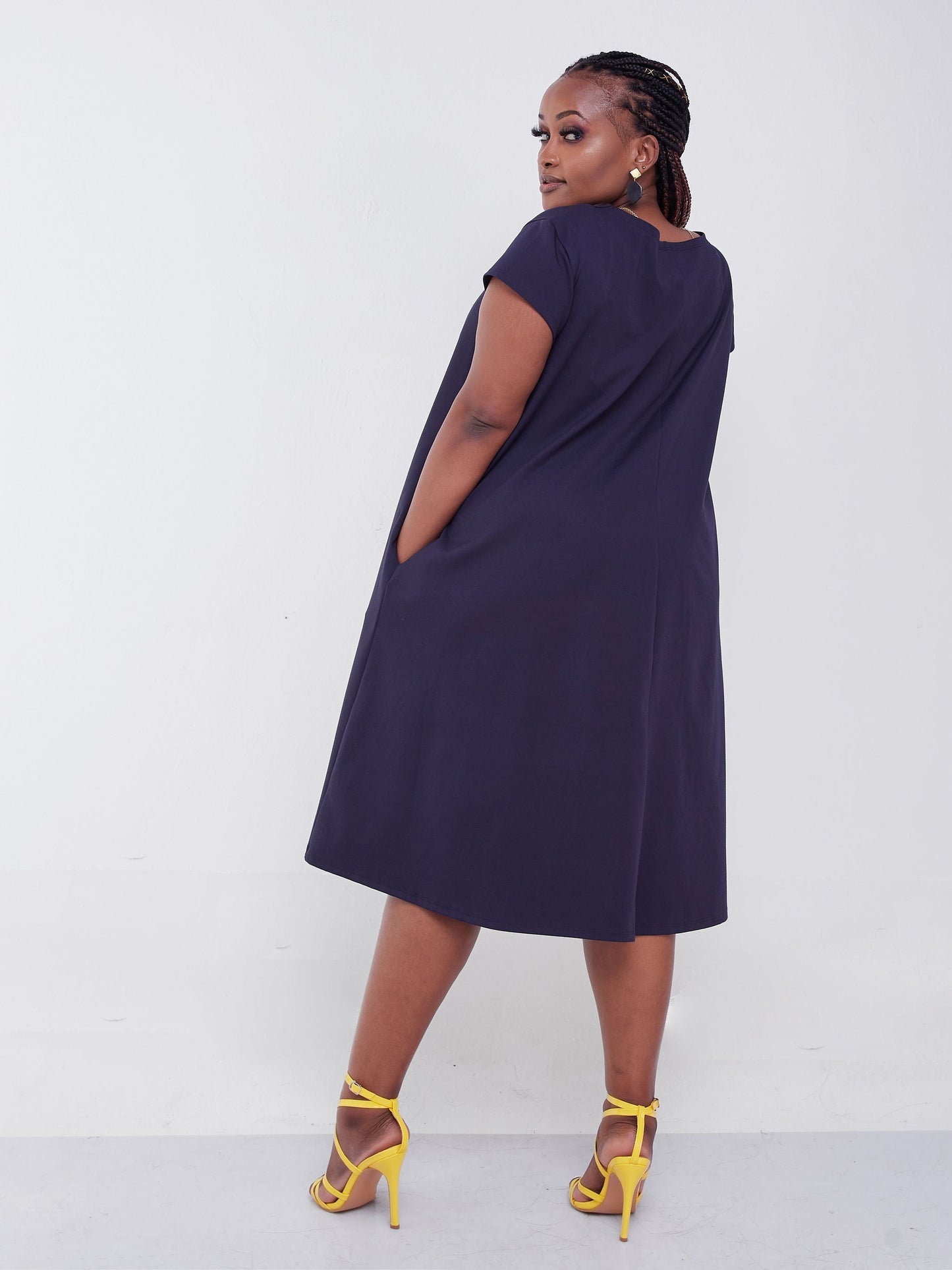 Vivo Jema Cap Sleeve Tent Dress - Navy Blue