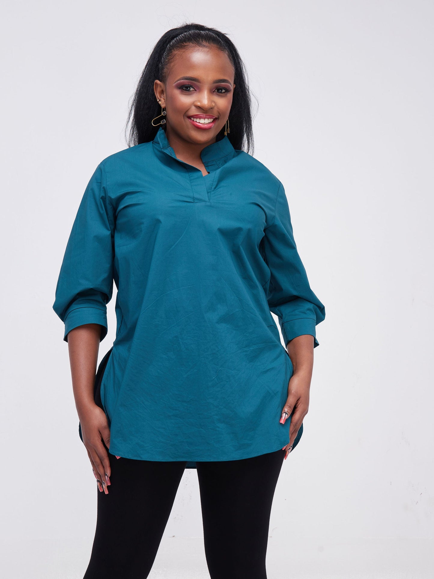 Safari Kaya 3/4 Sleeve Tunic Top - Teal
