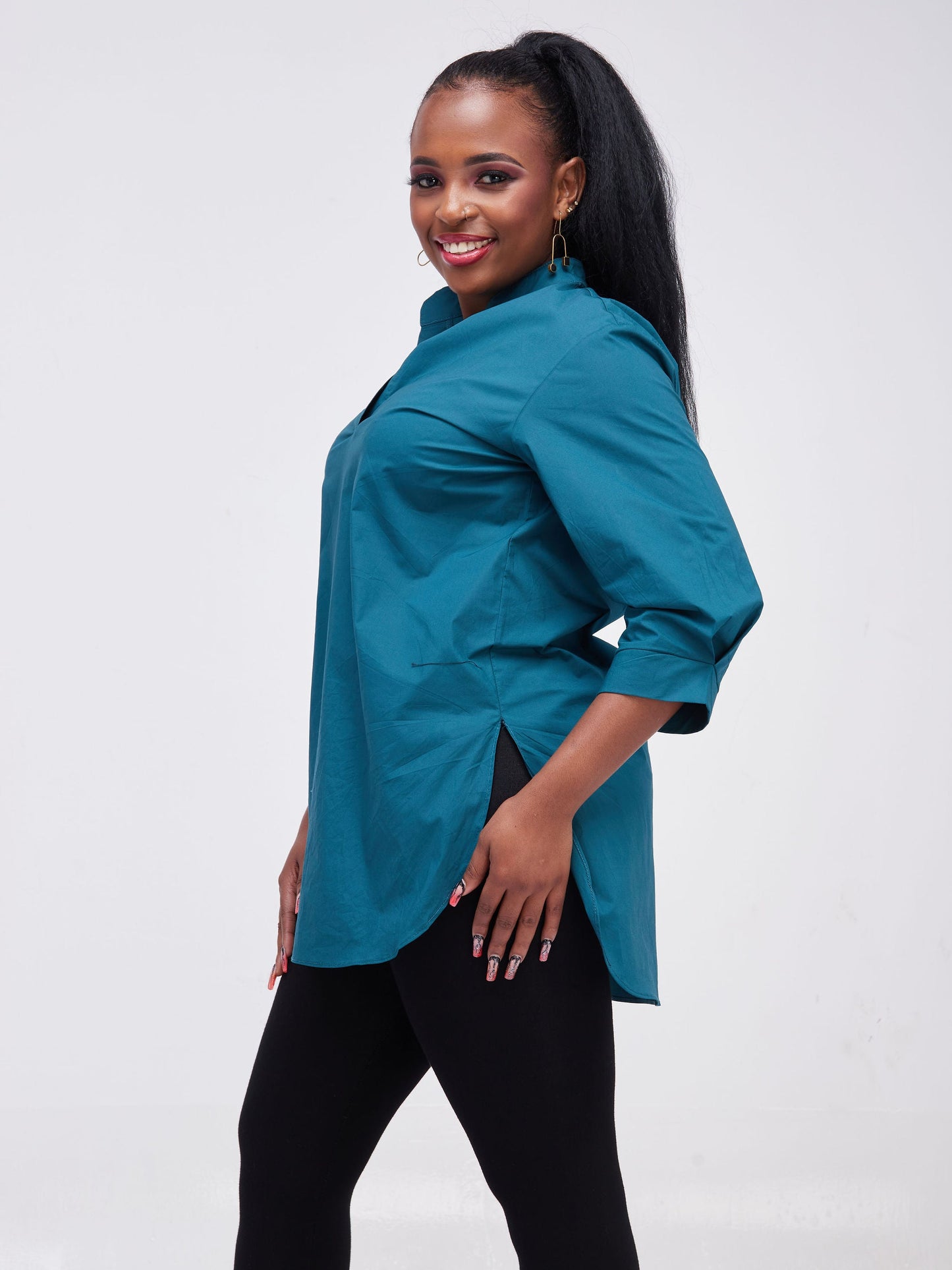 Safari Kaya 3/4 Sleeve Tunic Top - Teal