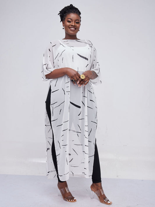 Vivo Lani Chiffon Maxi Top - White Print