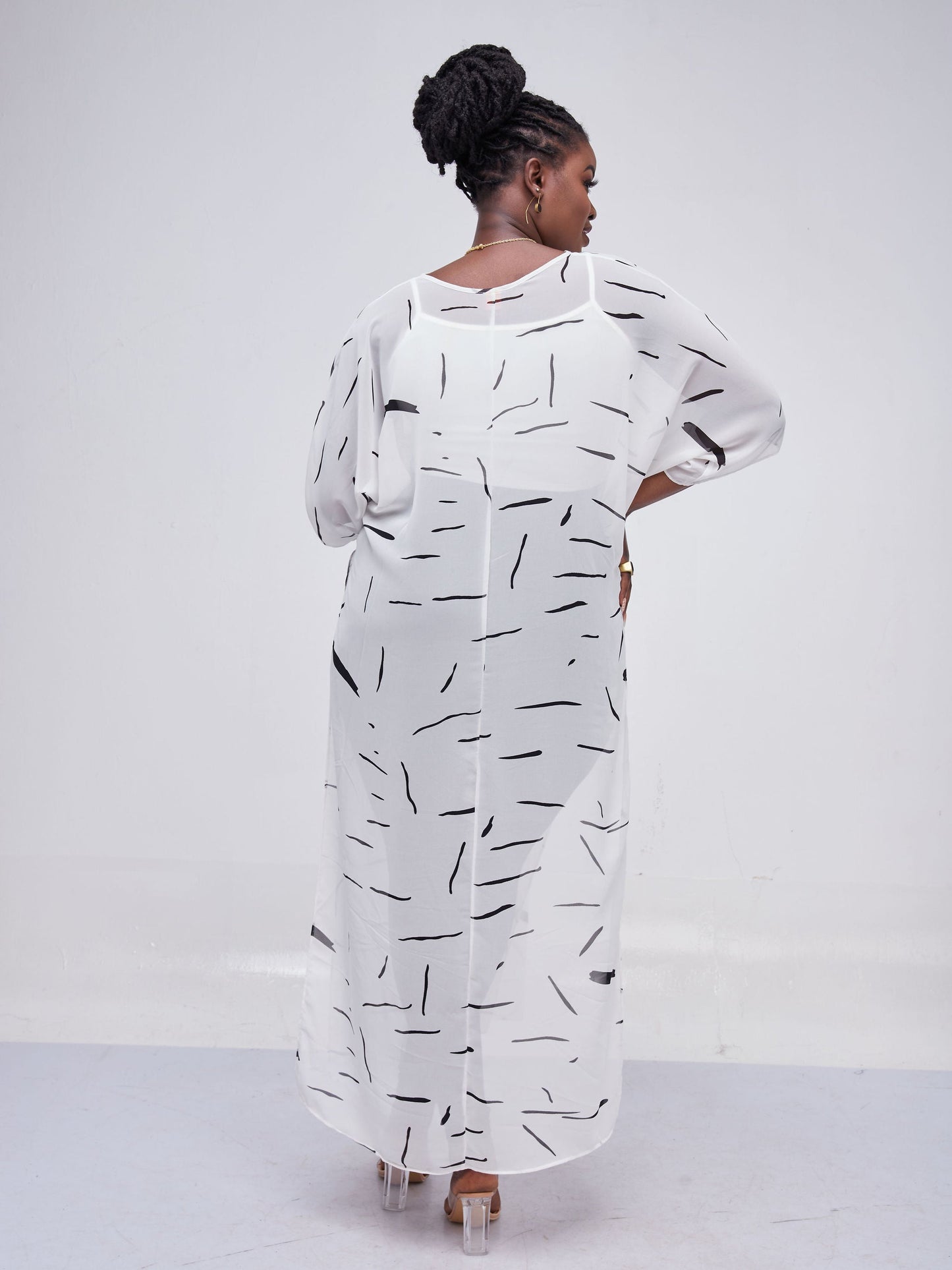 Vivo Lani Chiffon Maxi Top - White Print