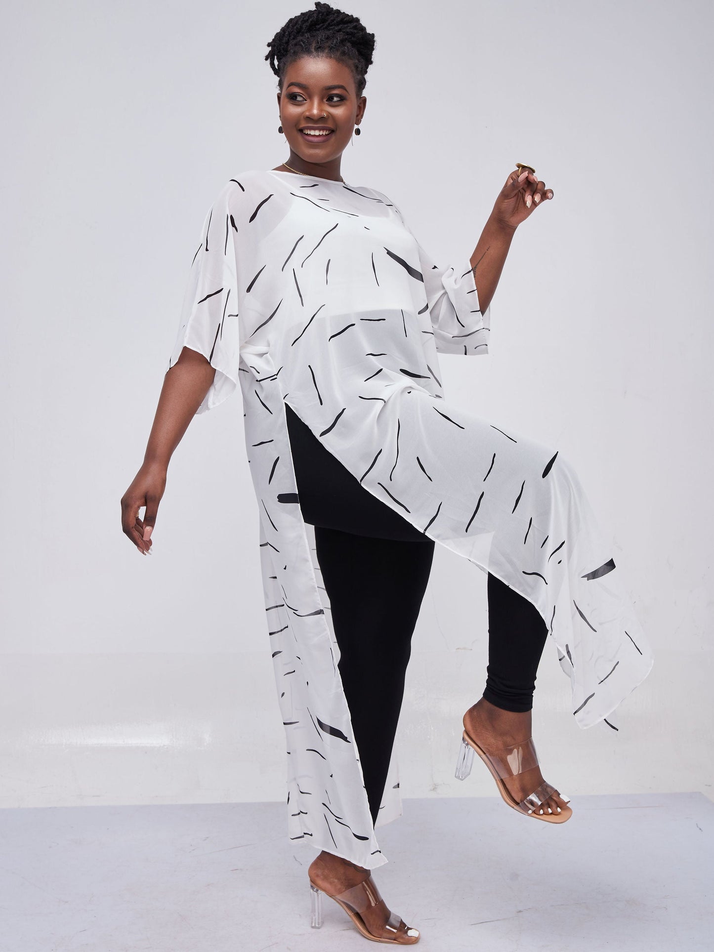 Vivo Lani Chiffon Maxi Top - White Print