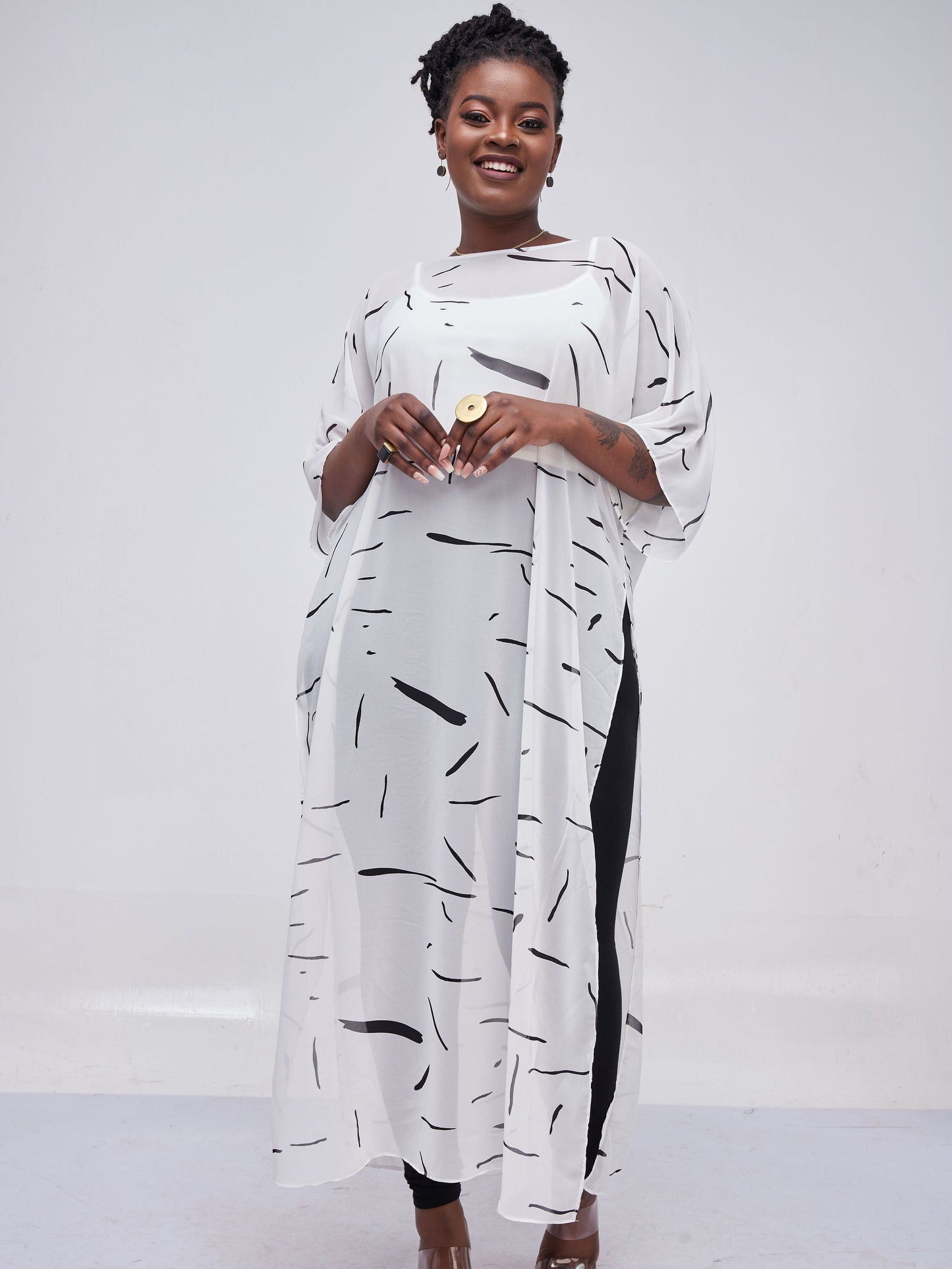 Vivo Lani Chiffon Maxi Top - White Print