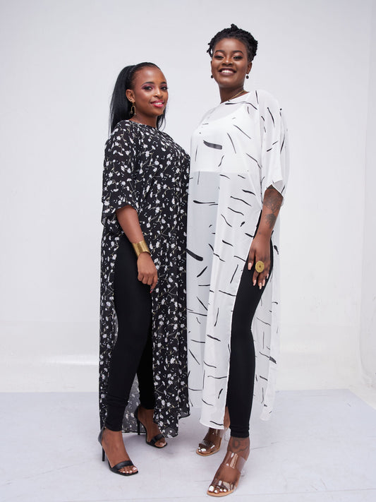 Vivo Lani Chiffon Maxi Top - Black Print