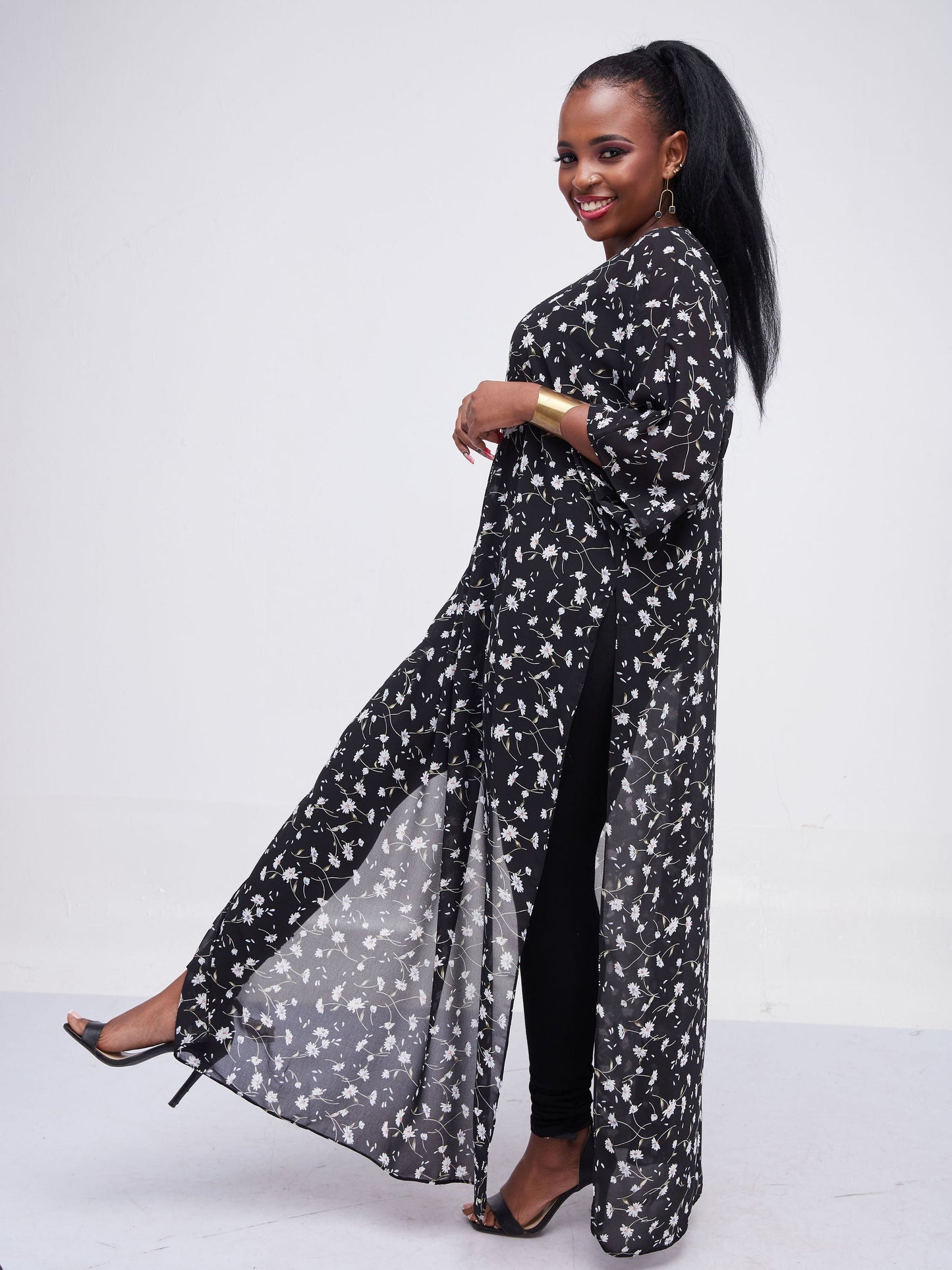 Vivo Lani Chiffon Maxi Top - Black Print