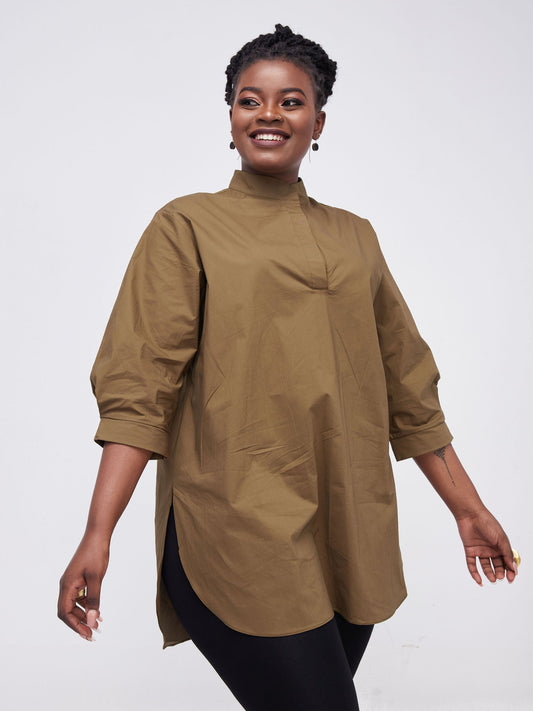 Safari Kaya 3/4 Sleeve Tunic Top - Hunters Green