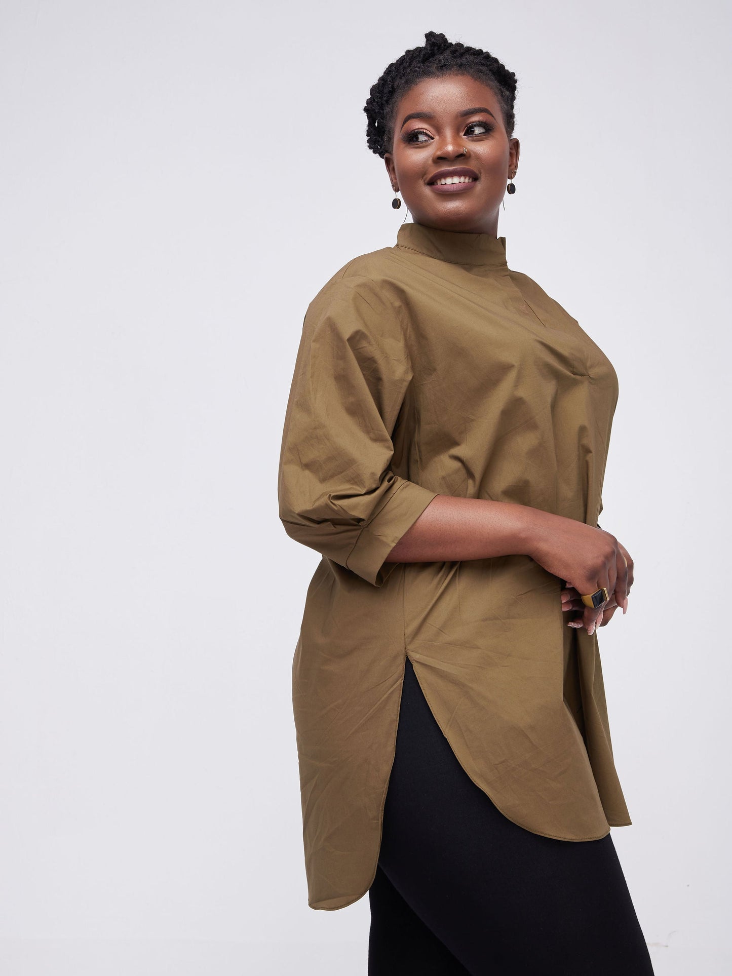 Safari Kaya 3/4 Sleeve Tunic Top - Hunters Green