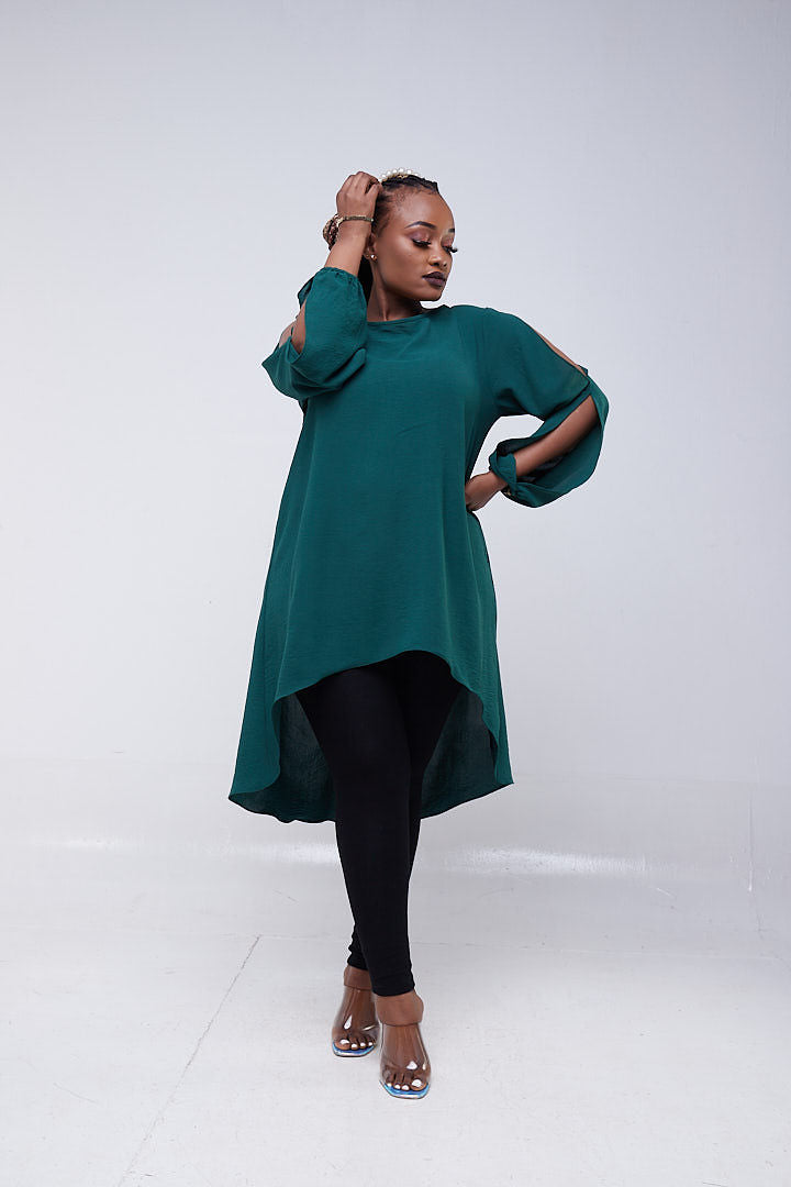 Vivo Tunu High Low Tunic Top - Green