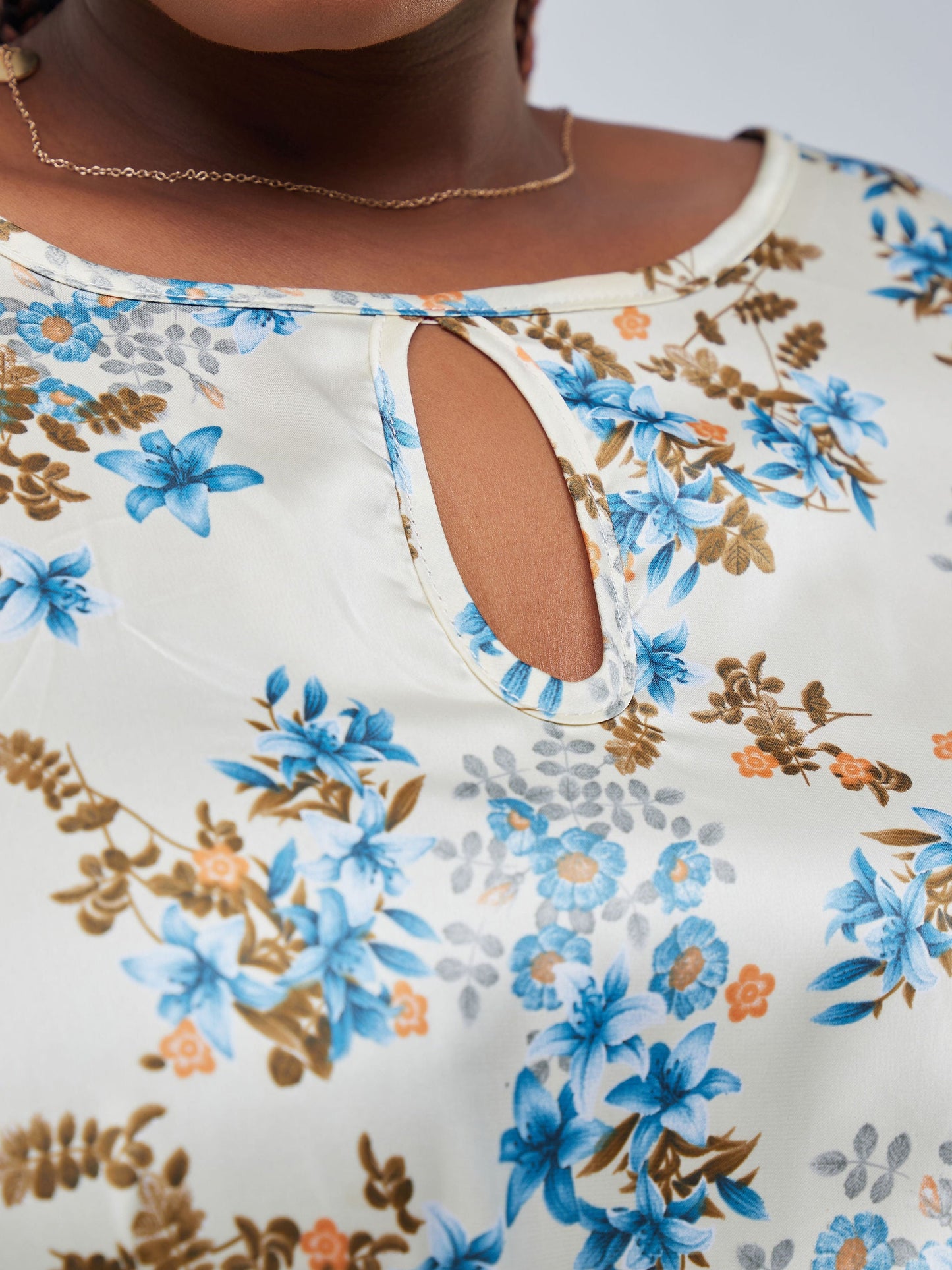 Vivo Sierra Tunic Kaftan Top - Yellow / Blue Floral Print