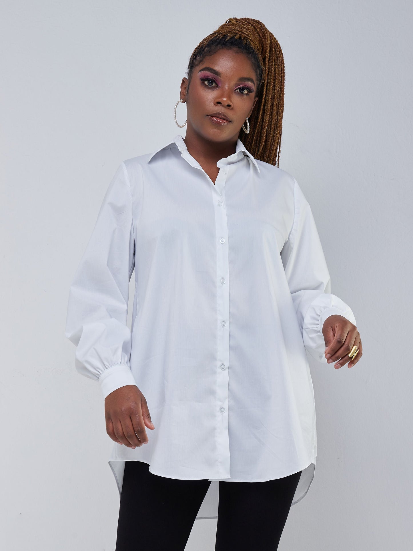 Safari Kaya Long Sleeve Collar Shirt  - White