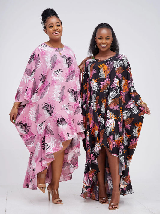 Vivo Lalea Tulip Flounce High Low Kaftan - Pink Floral