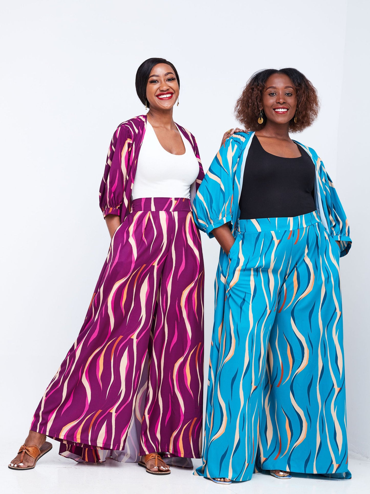 Vivo Wingu Puff Sleeve Kimono - Purple Abstract Print