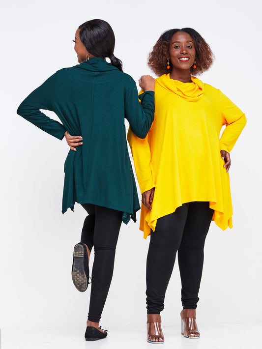Vivo Wingu Long Sleeve Cowl Top - Yellow