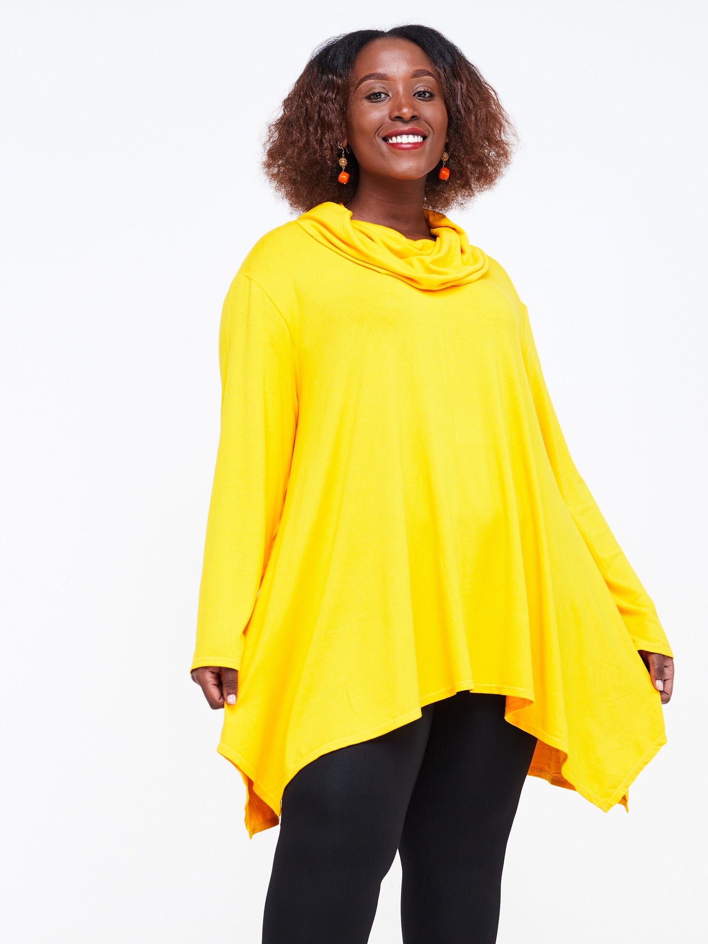 Vivo Wingu Long Sleeve Cowl Top - Yellow