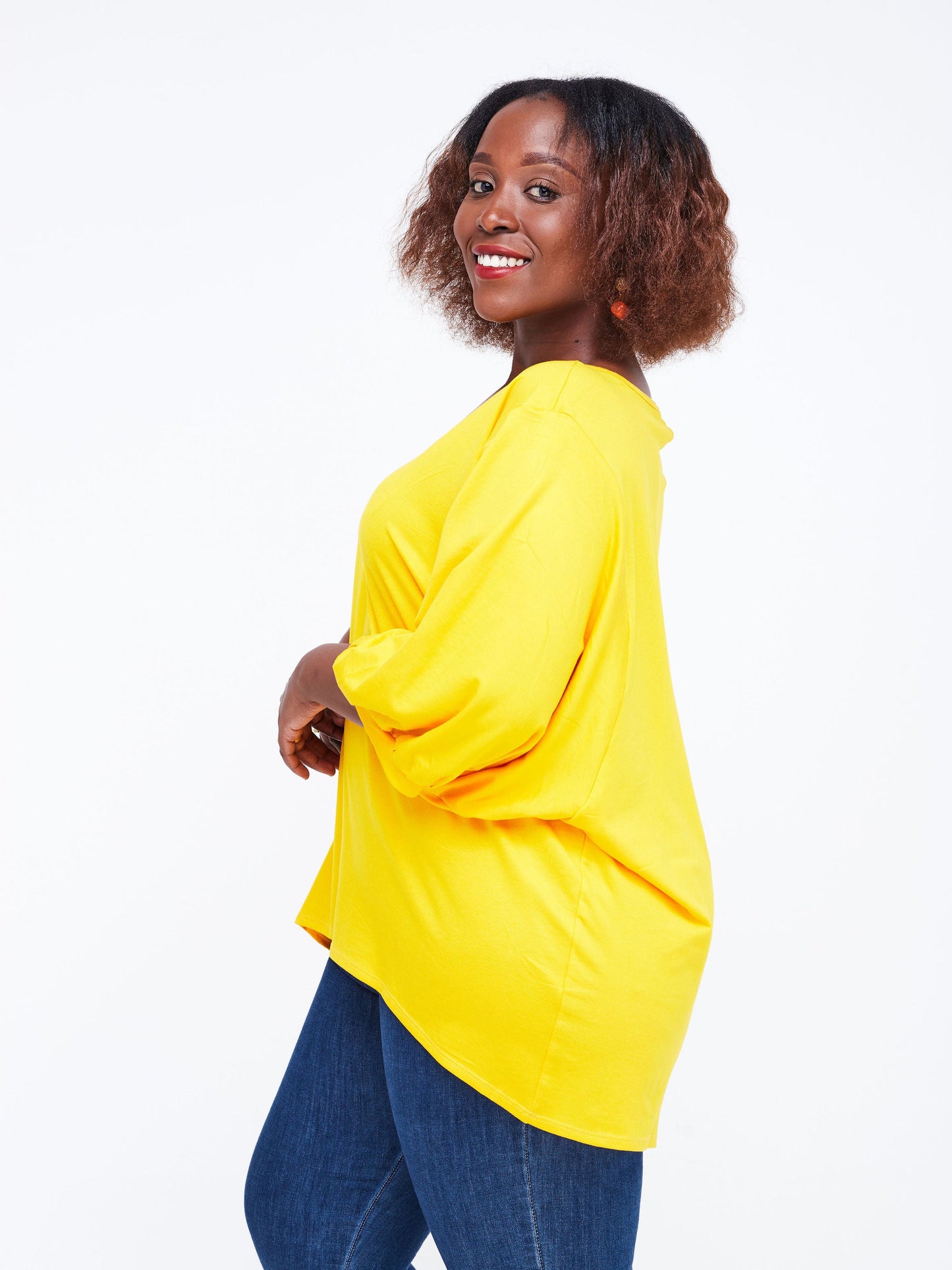Vivo Wingu Puff Sleeve V-Neck Top - Yellow