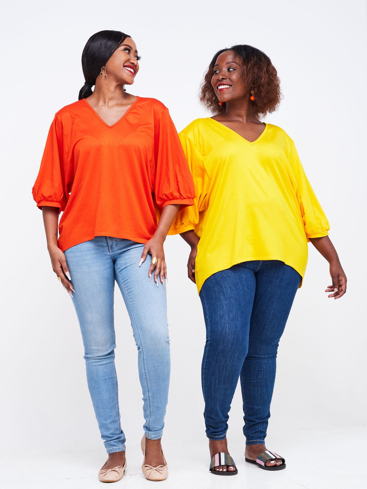 Vivo Wingu Puff Sleeve V-Neck Top - Yellow