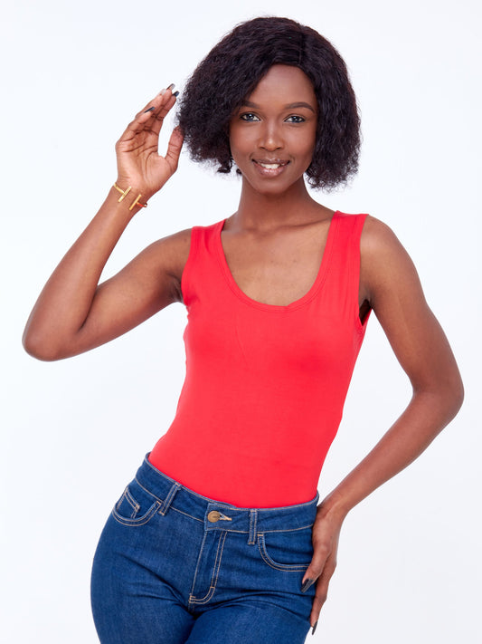 Zoya Basic Sleeveless Bodysuit - Red