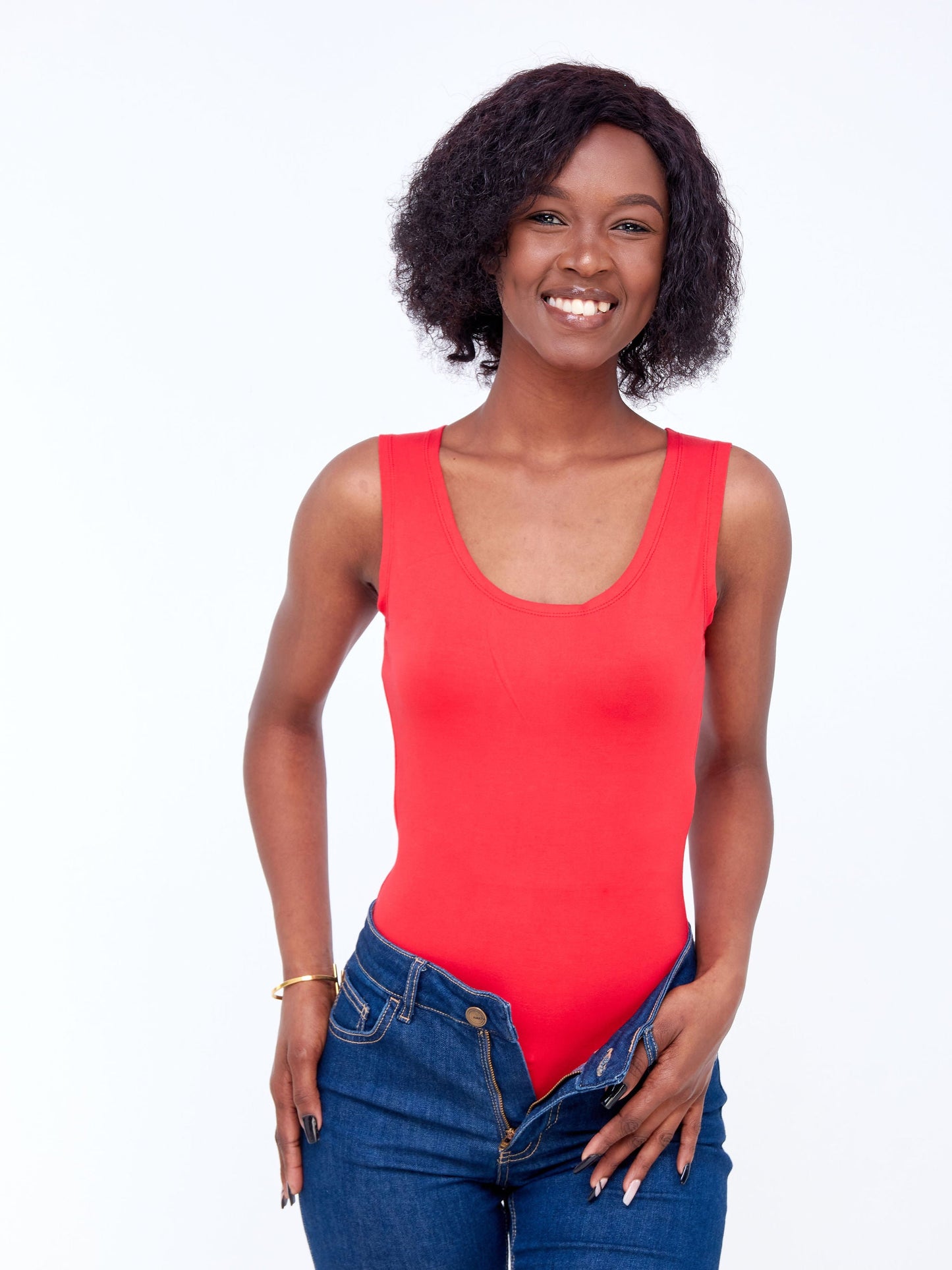 Zoya Basic Sleeveless Bodysuit - Red