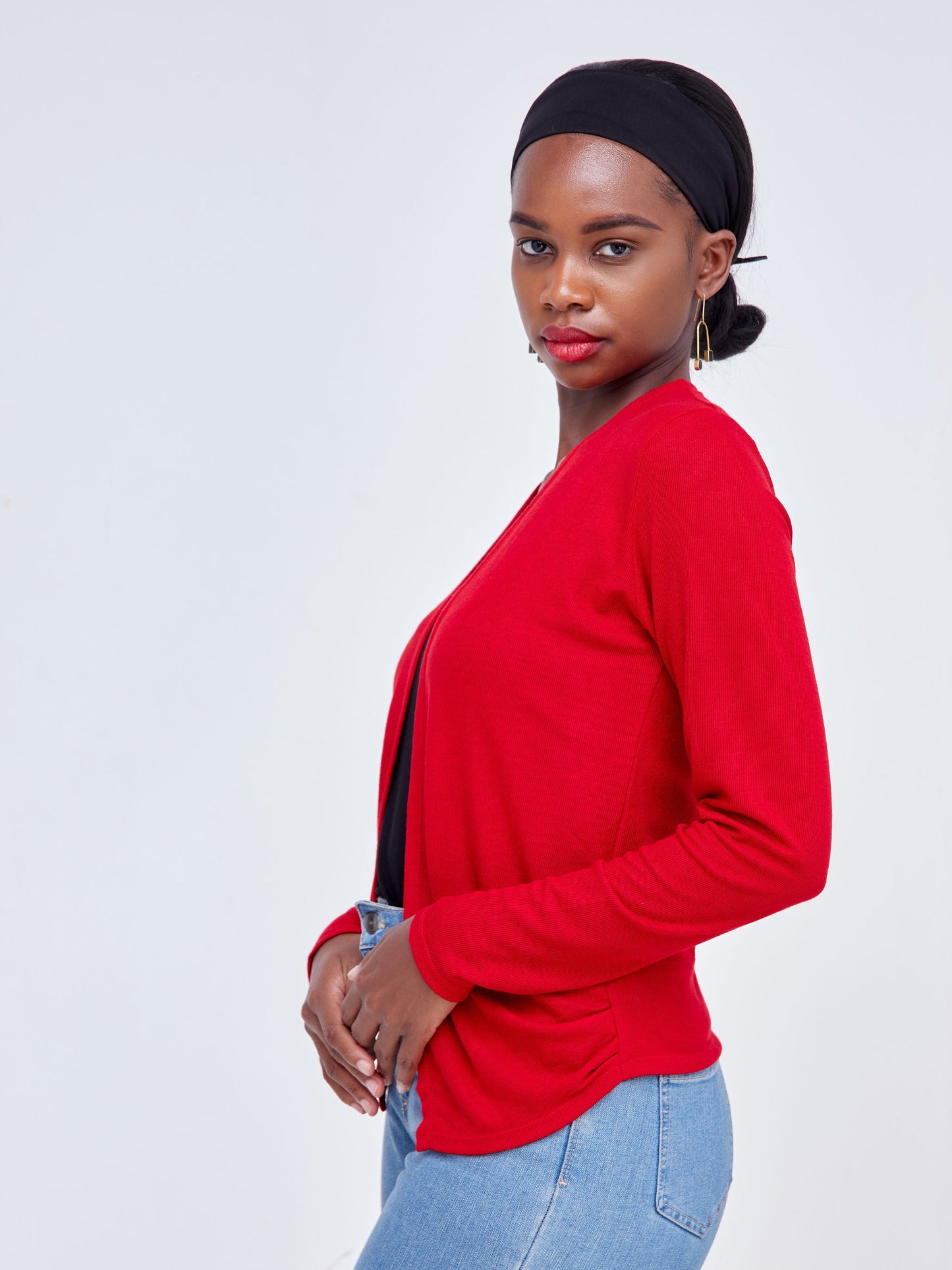 Vivo Short Side Pleat  Sweater - Red