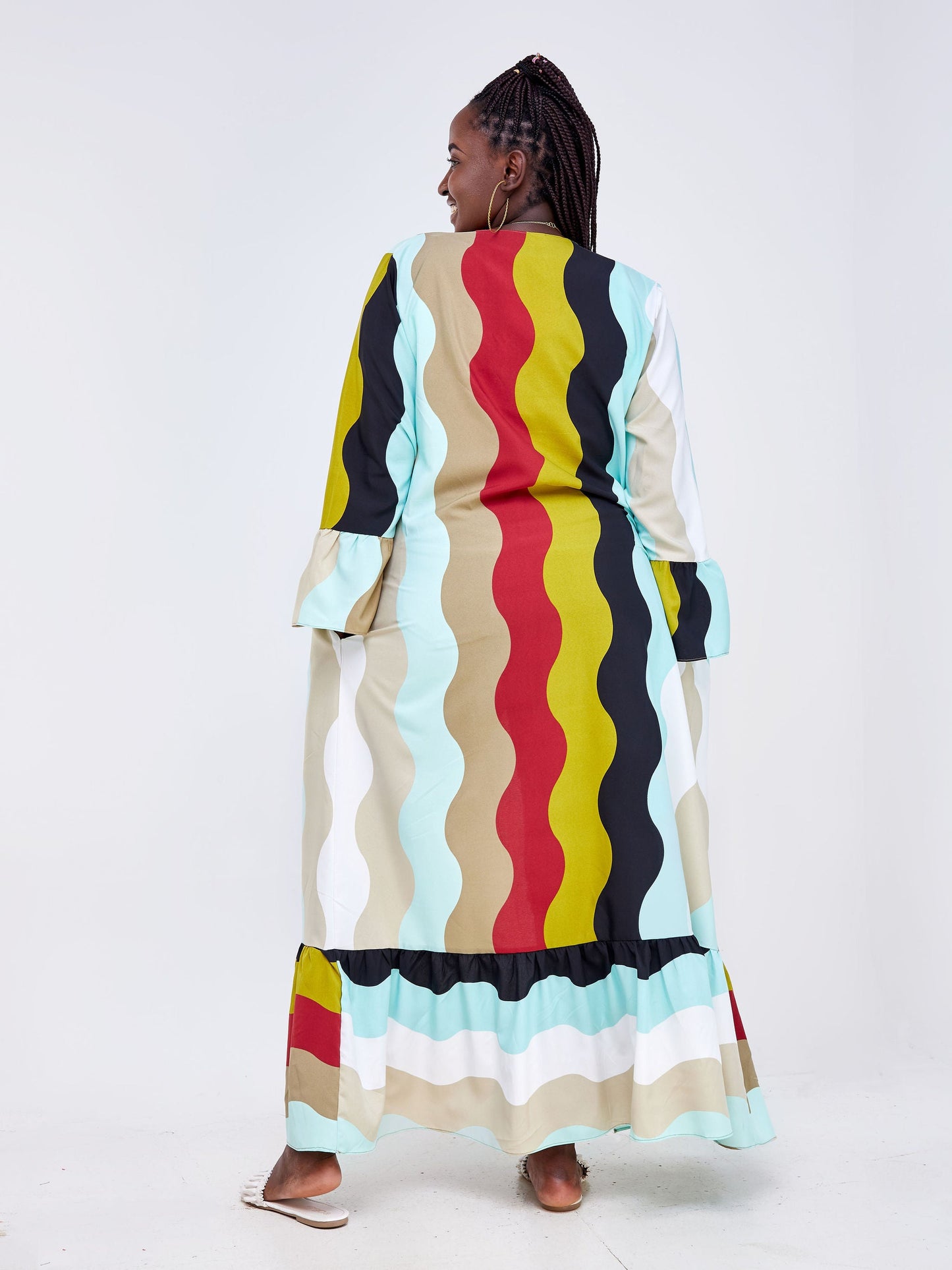 Vivo Luna Single Tier Kimono - Mint Multicolor Absract Print