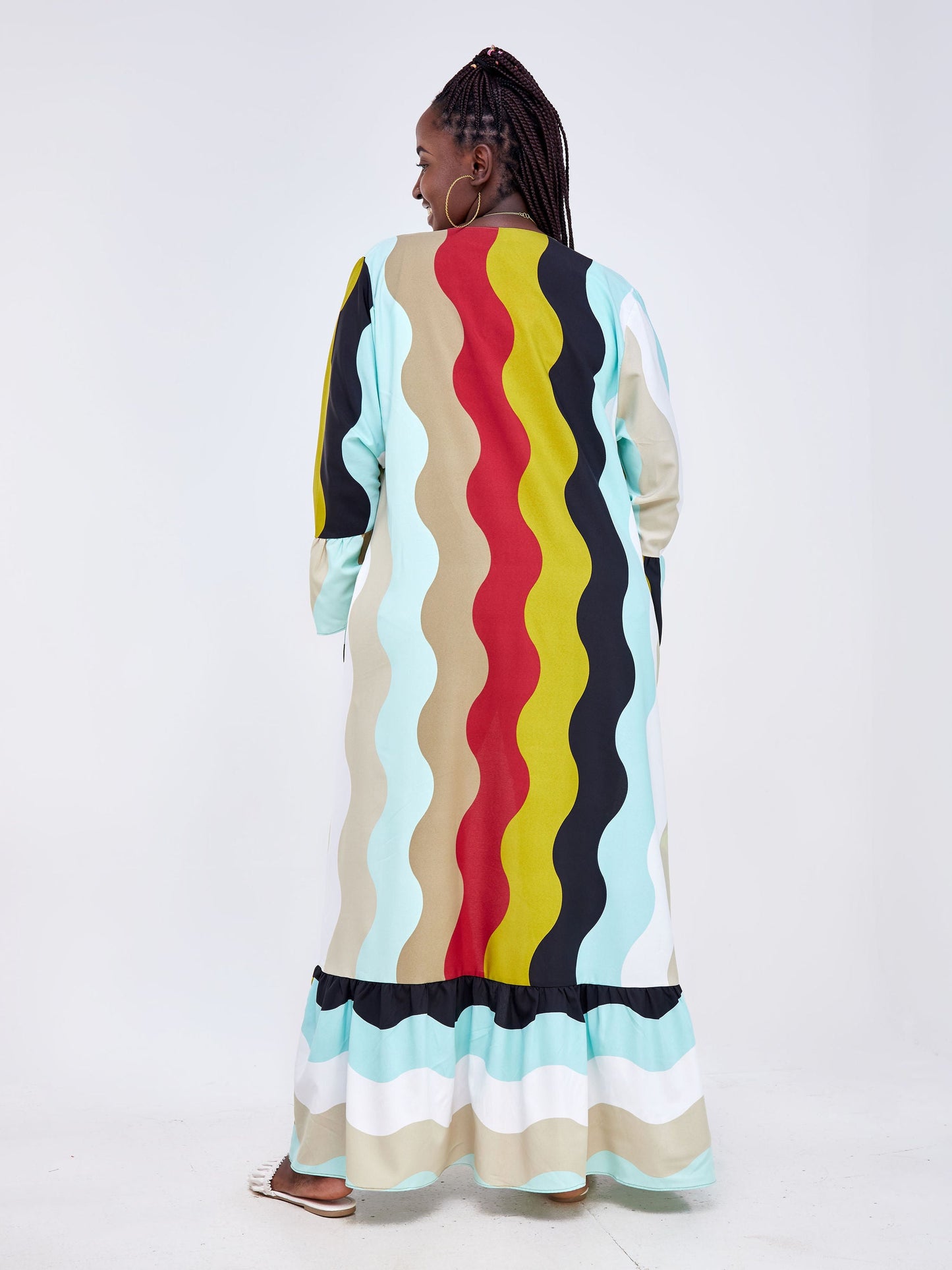 Vivo Luna Single Tier Kimono - Mint Multicolor Absract Print