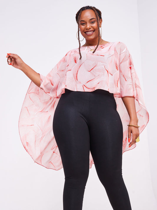 Vivo Sana Cape Top - Red Abstract Print
