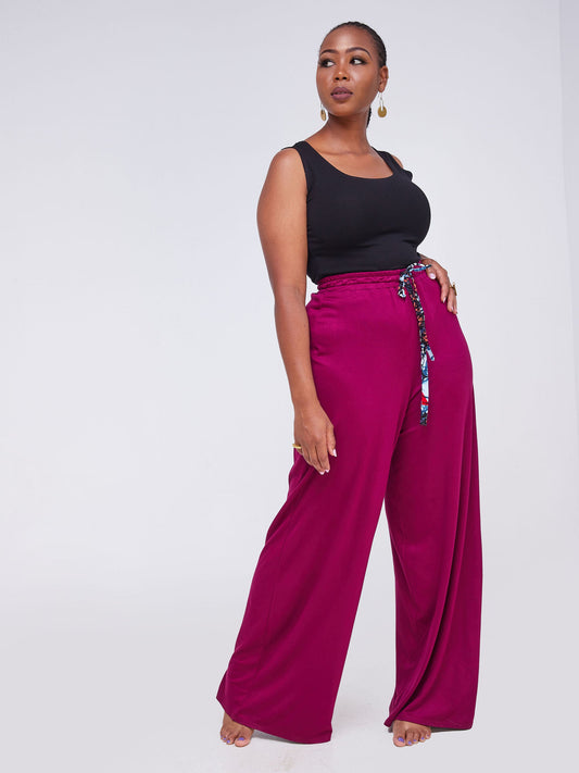 Vivo Arusha Palazzo Pants - Burgundy
