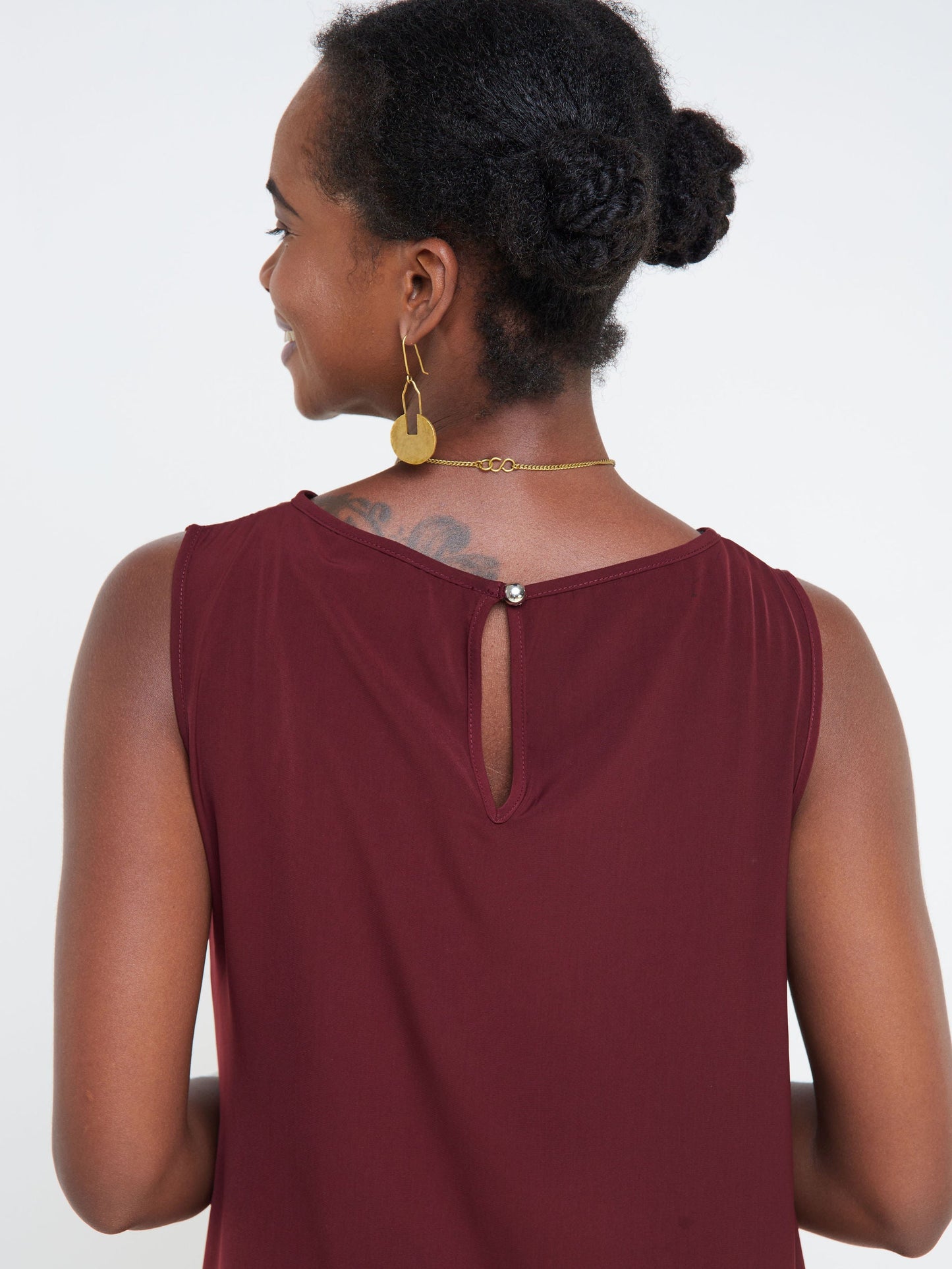 Vivo Nana Boat Neck Asymmetrical Dress - Burgundy