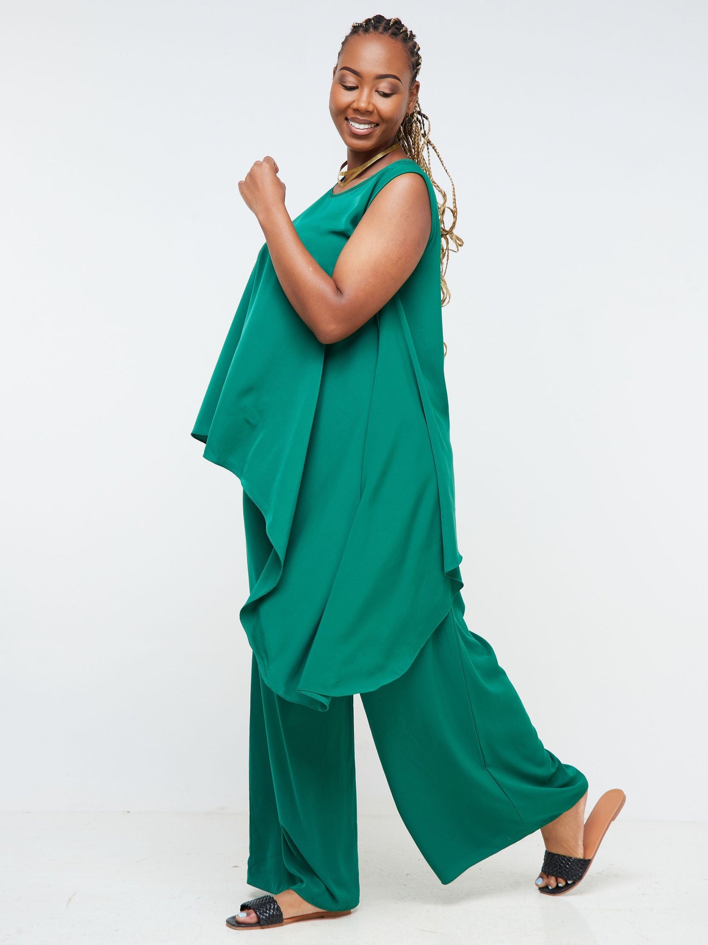 Vivo Nana Sleeveless Asymmetrical Jumpsuit - Dark Green