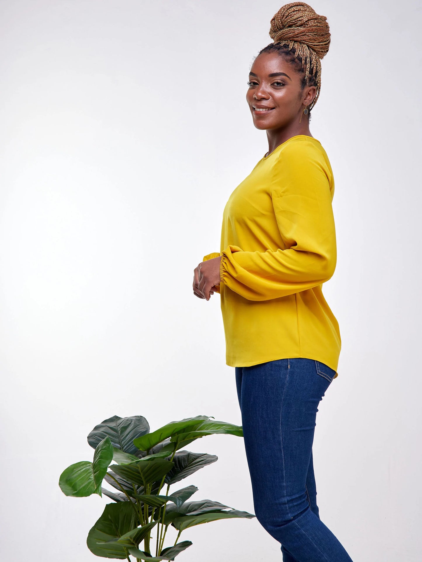 Vivo Basic Long Sleeved Bishop Top - Mustard