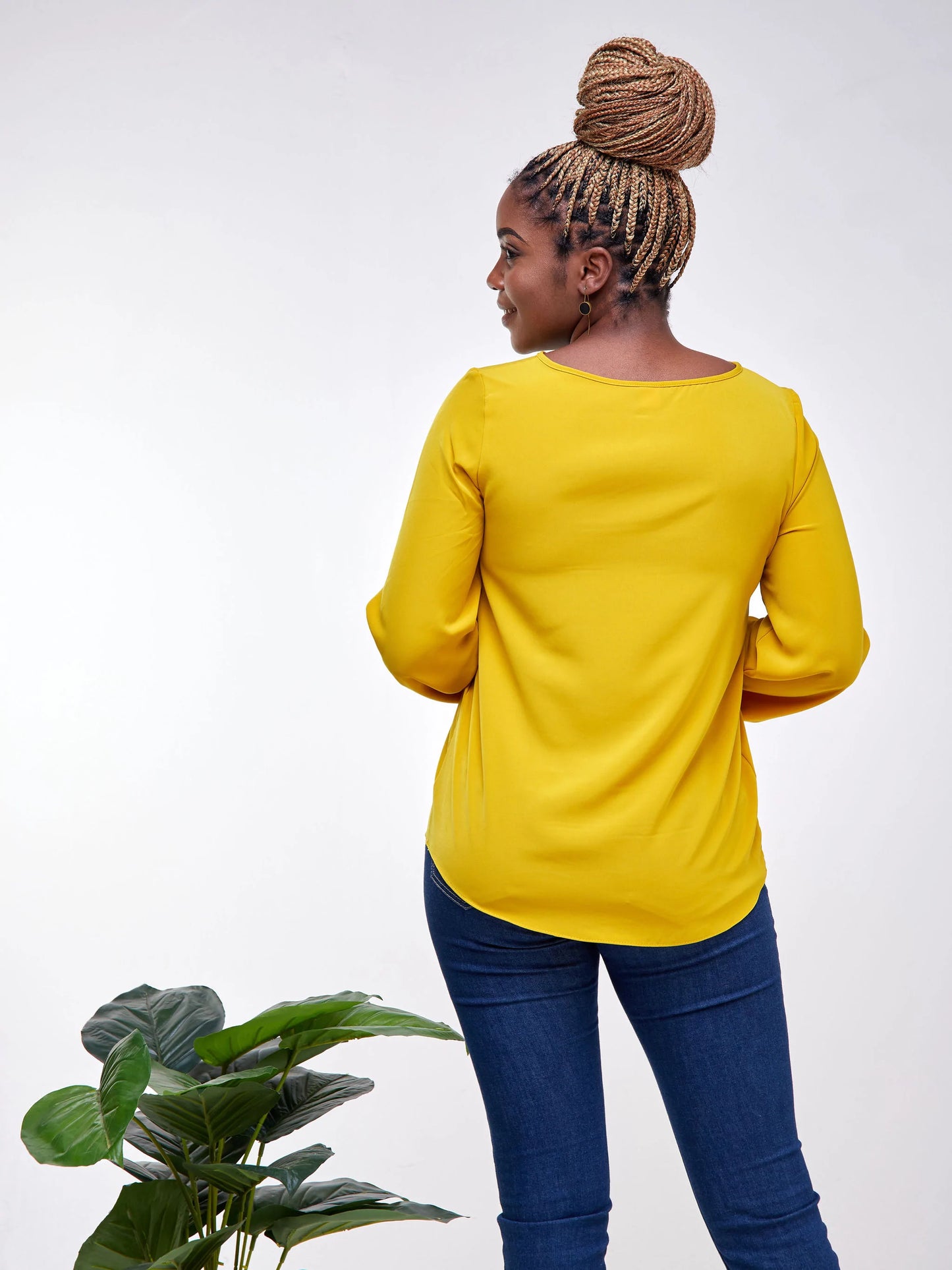 Vivo Basic Long Sleeved Bishop Top - Mustard