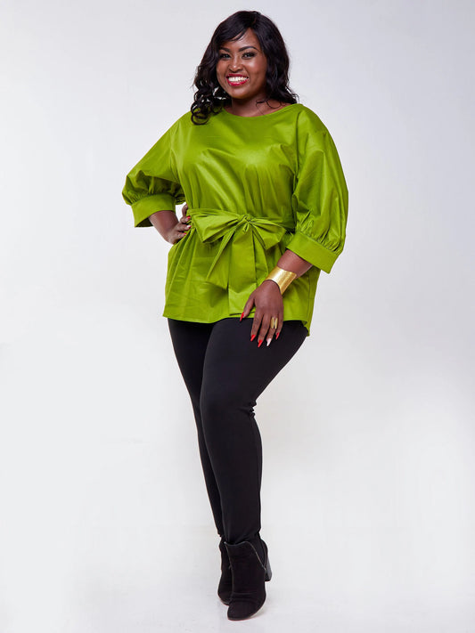 Safari Mara Wide Bishop Sleeve Top - Green