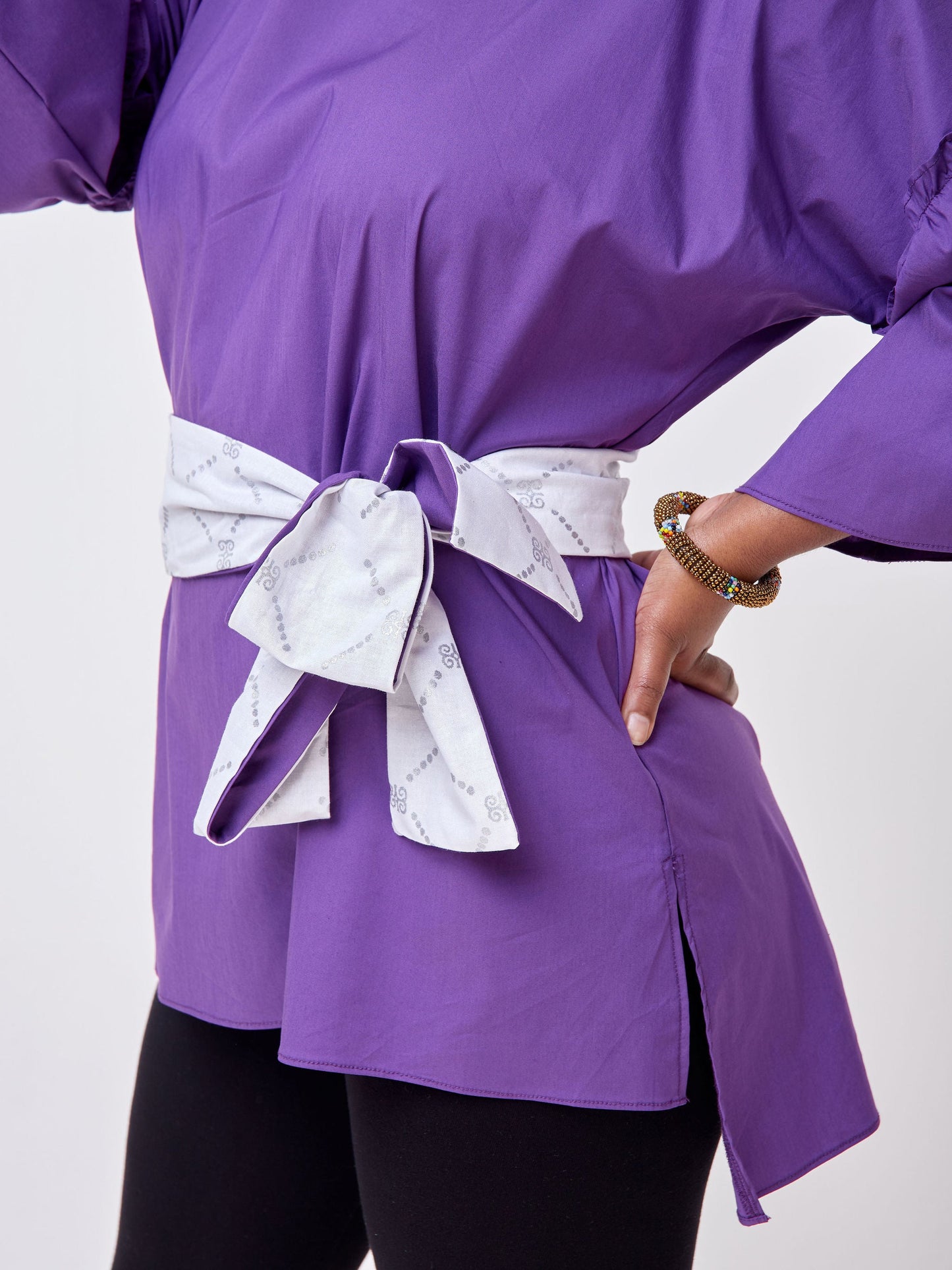 Safari Mara 3/4 Sleeve Flounce Tunic Top- Purple