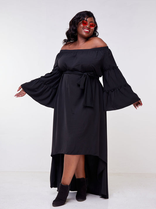 Vivo Malindi Off Shoulder High Low Dress - Black