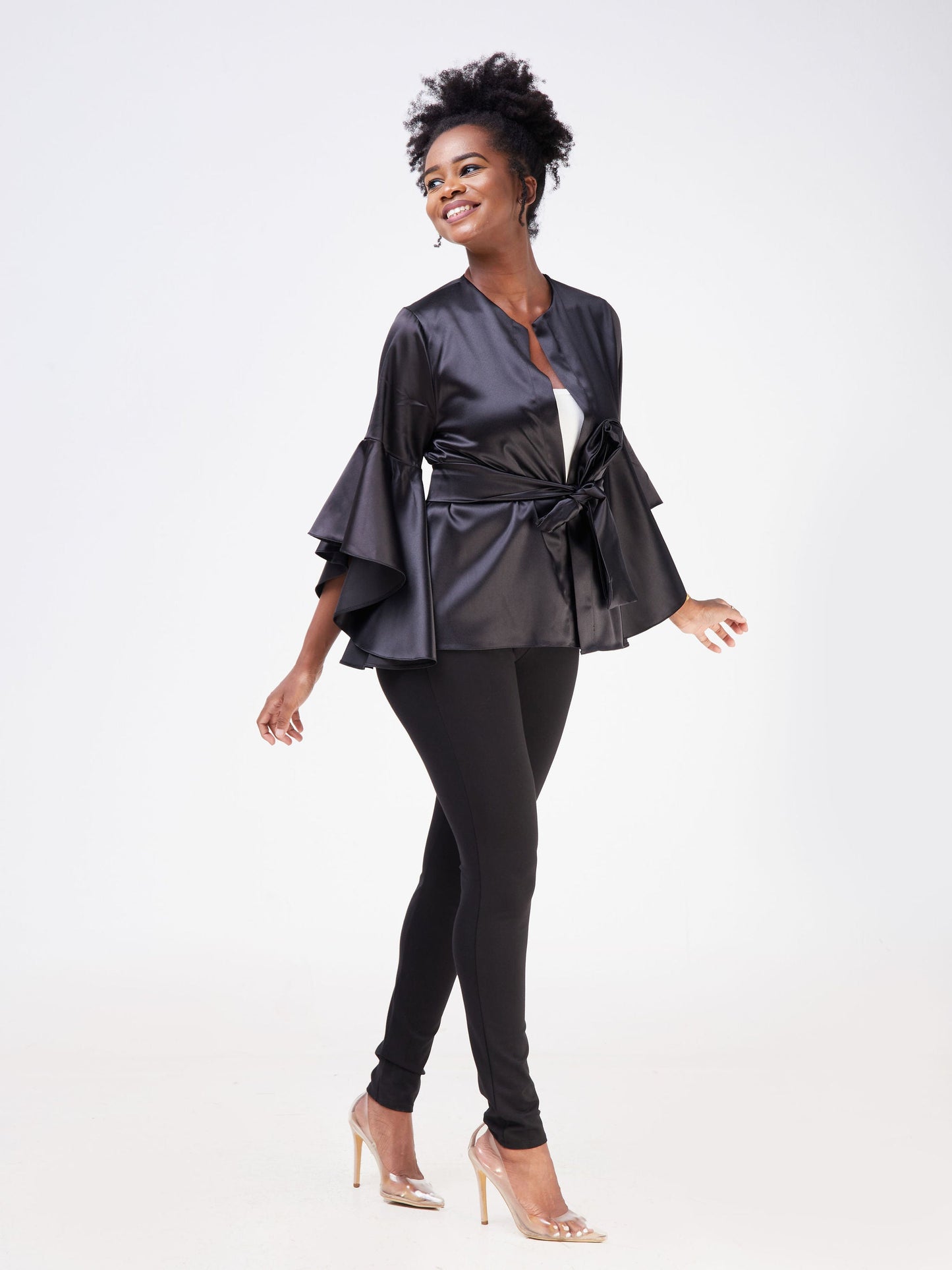 Vivo Raha Flounce Sleeve Jacket - Black