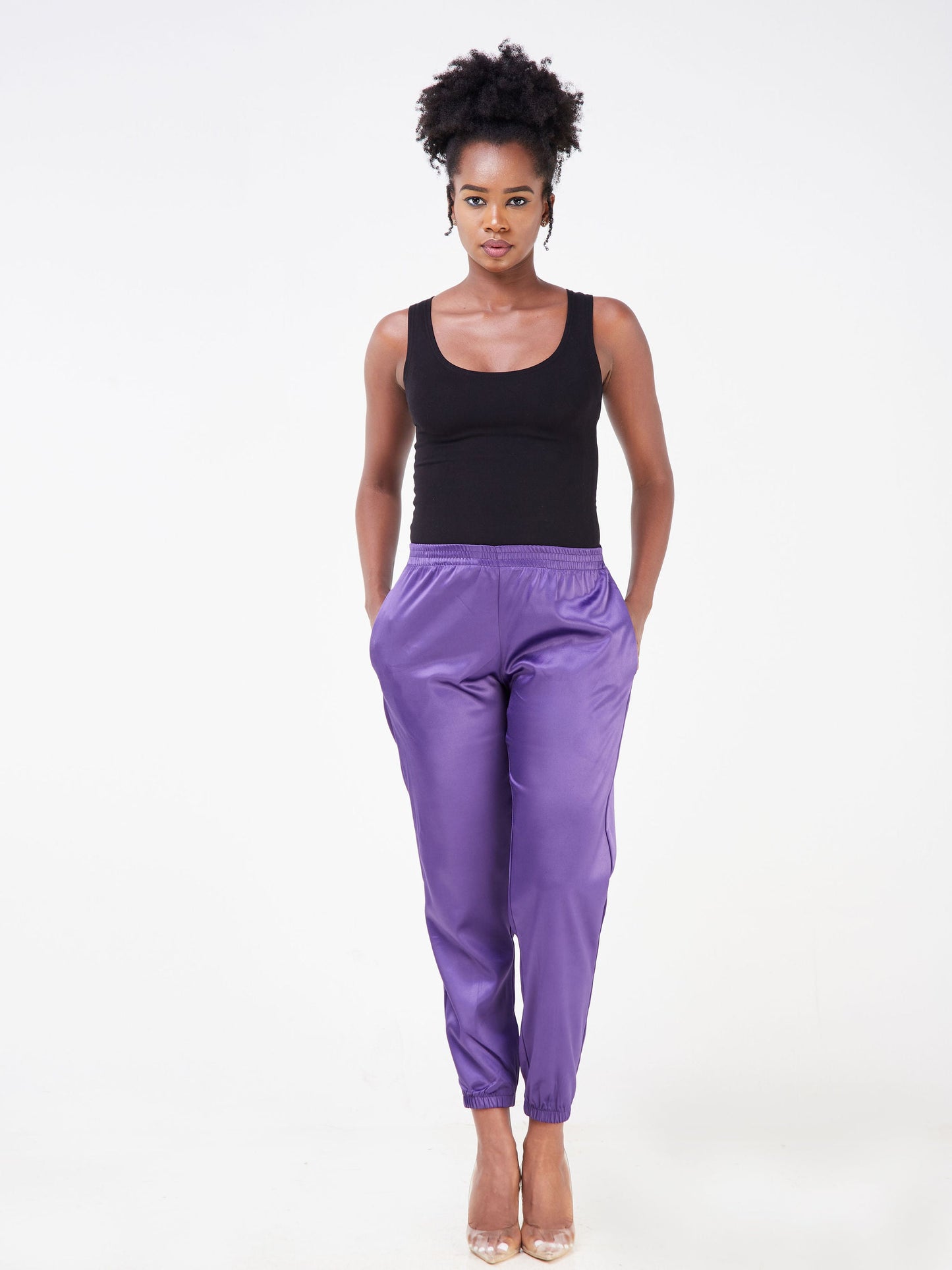 Vivo Raha Satin Joggers - Purple