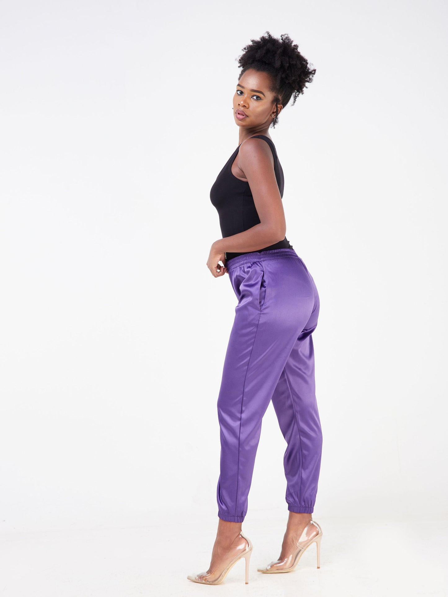 Vivo Raha Satin Joggers - Purple