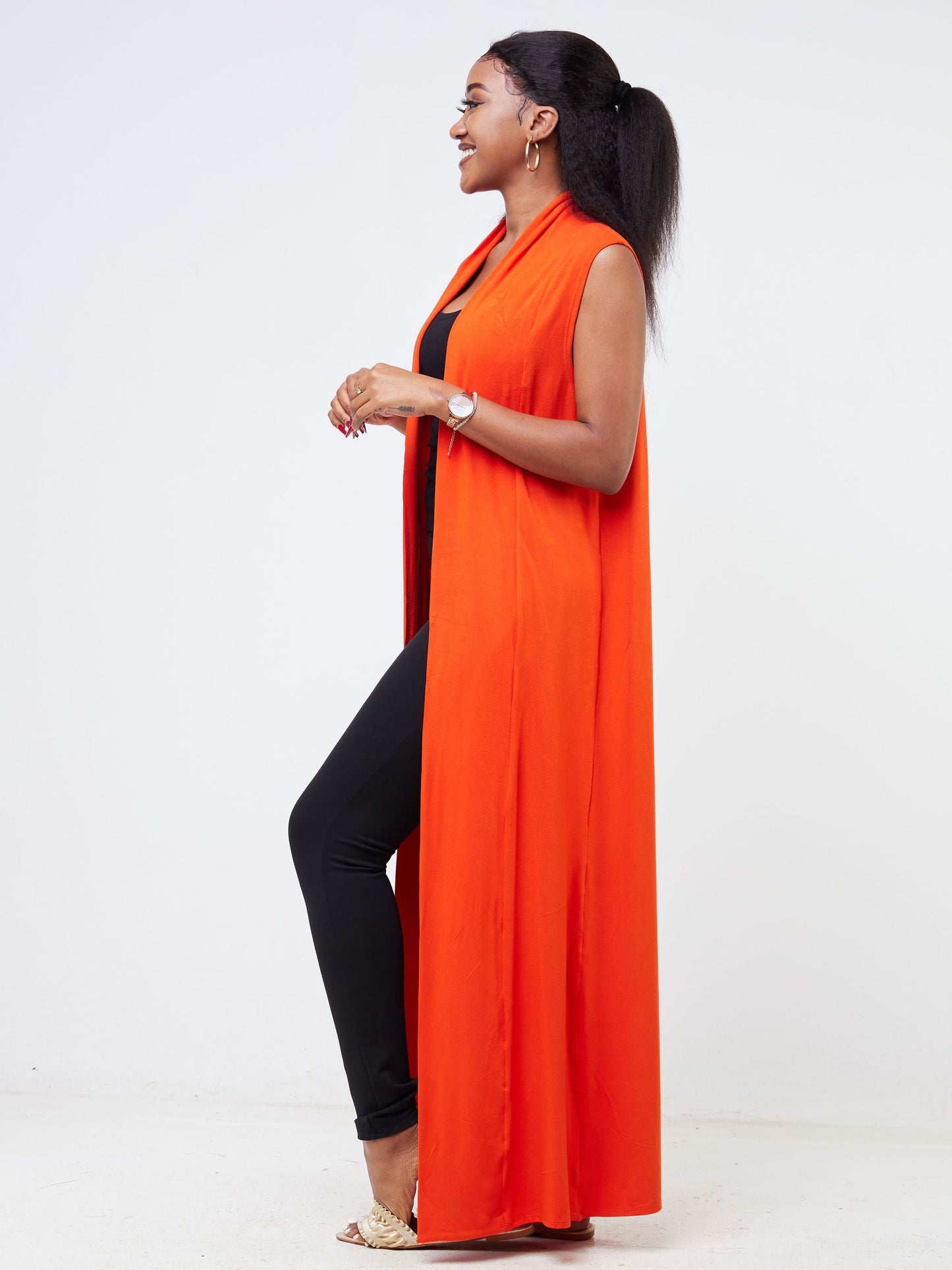 Vivo Basic Sleeveless Extra Long Lily Waterfall - Orange