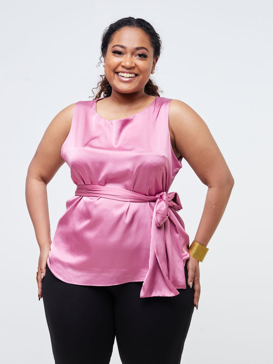 Vivo Raha Sleeveless Boat Neck Top - Peach