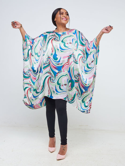 Vivo Lani Wide Short Top - Green / Mint Green Multicolor Abstract Print