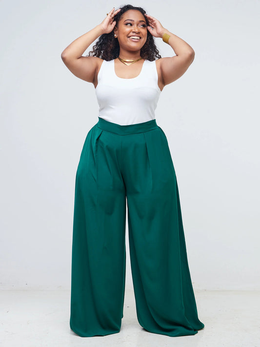 Vivo Adisa Wide Leg Pants - Dark Green
