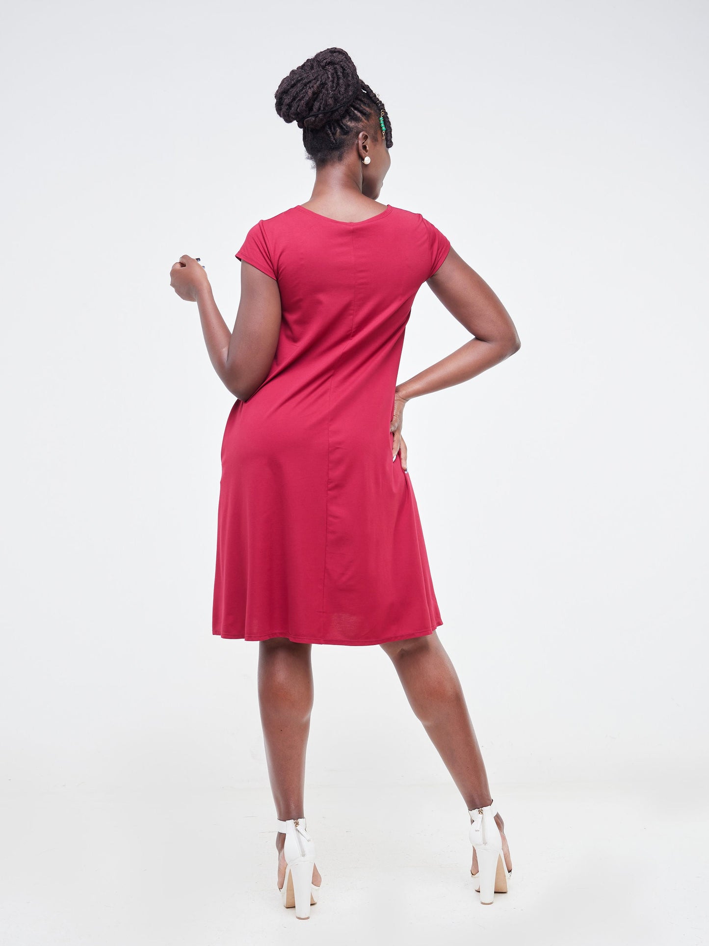 Vivo Basic Kena Tent Knee Length Dress - Maroon