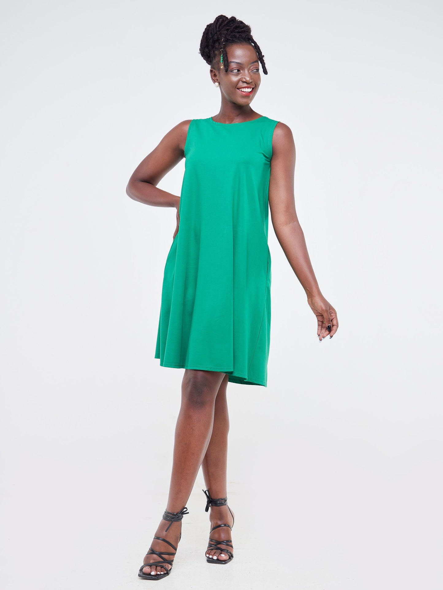 Vivo Basic Sleeveless Kena Tent Dress - Green