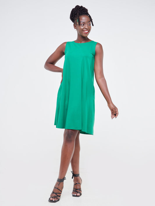 Vivo Basic Sleeveless Kena Tent Dress - Green